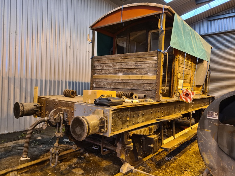 DRA's Southern Railway brakevan LDS 55625 in the workshop at MeldonbrPhotographer Geoff HornerbrDate taken 05112025
