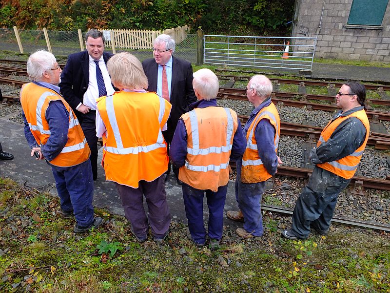 Secretary of State for Transport Patrick McLoughlin MP and Mel Stride MP being grilled by the C&W team at Meldon